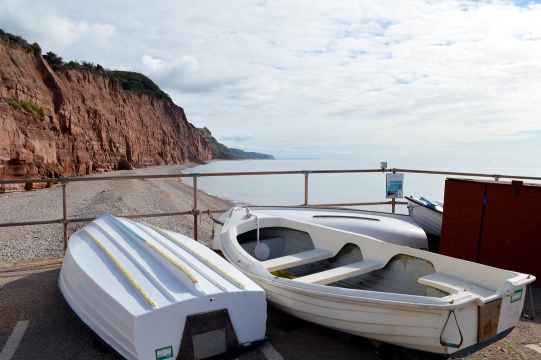 Photo: boats by the red cliffs at Port Royal